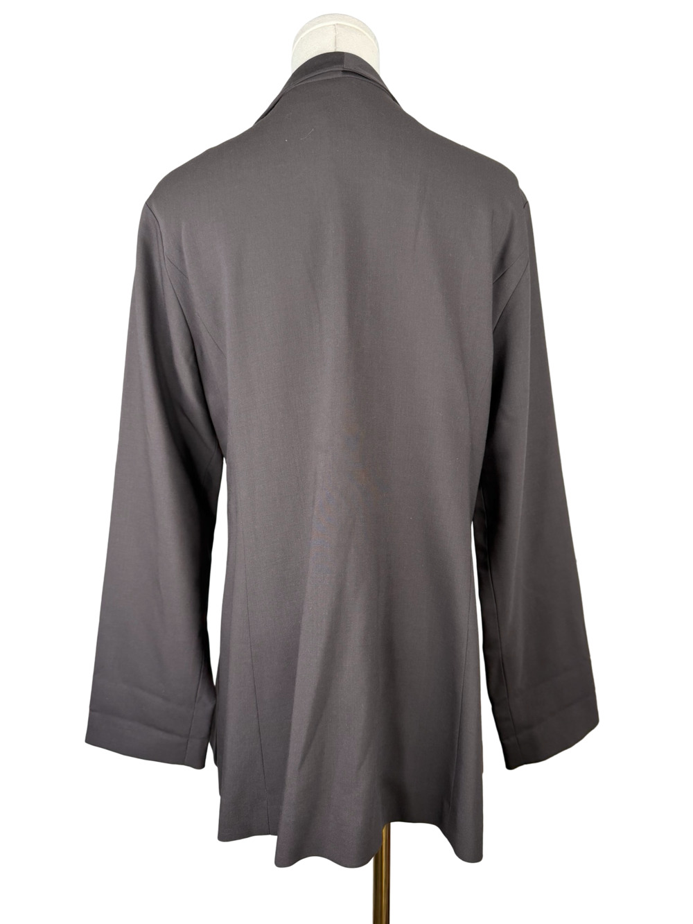 Eileen Fisher Dark Brown Open-Front Stretch Crepe Long Jacket Sz. M - Picture 3 of 5